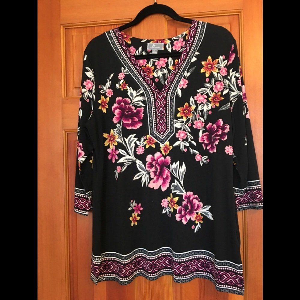 V Neck print tunic JM Collection